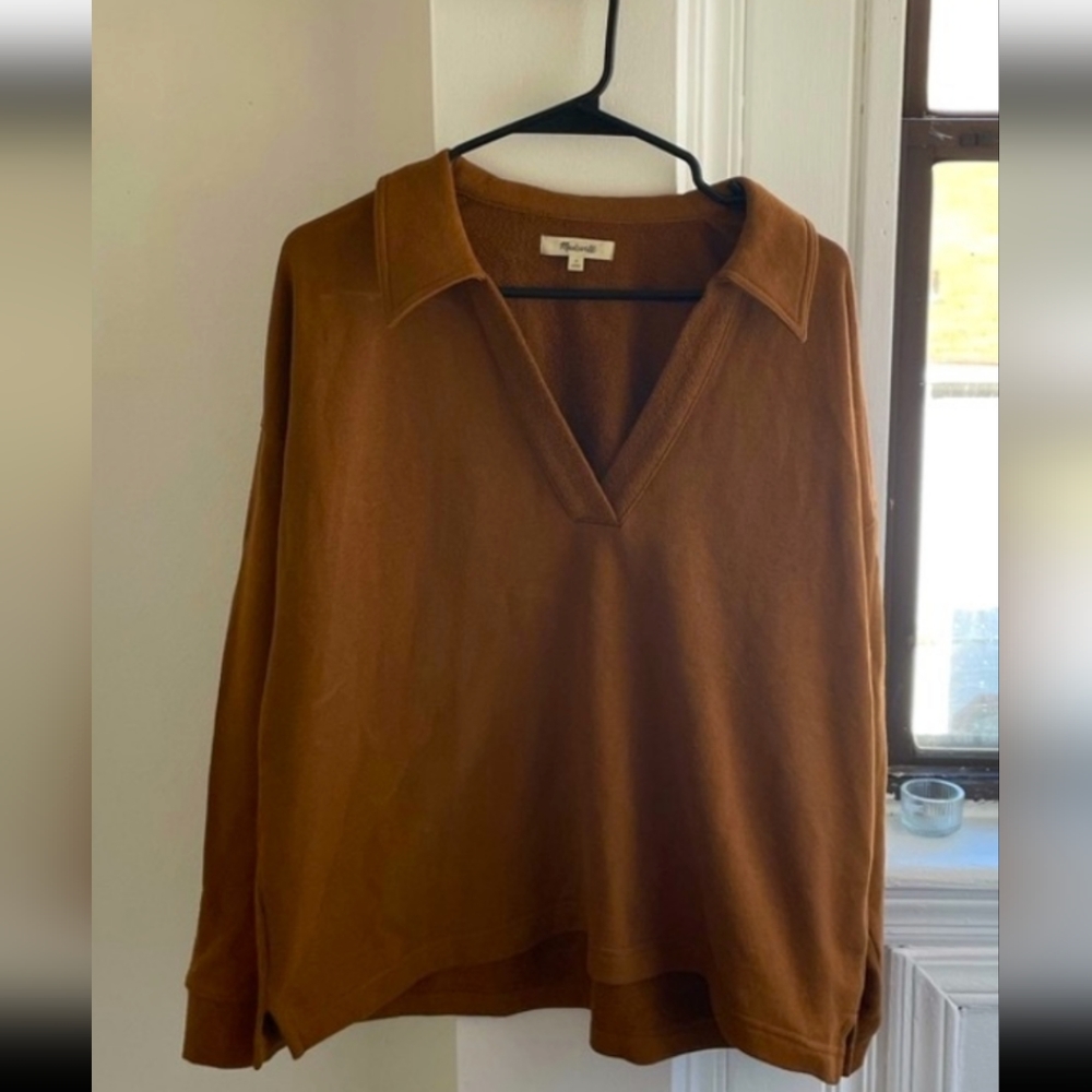 Madewell Oversized Polo Sweatshirt Collared Brown 🤎